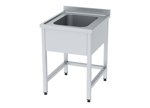[1E0.7007A] 1 EVYELİ TEZGAH, TABAN RAFSIZ, SIRTLI, EVYE: 50X50X30CM
