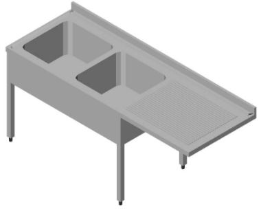 [BG2.7518AL] LOADING TABLE, DOUBLE SINK:50x40x30 cm AND UPSTAND