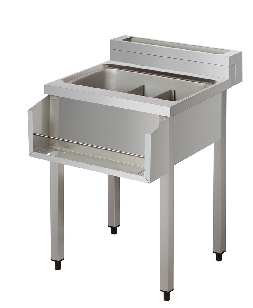 KOKTEYL TEZGAHI, İZOLASYONLU BUZ HAVUZLU, 1 SIRA ŞİŞELİKLİ, TABAN RAFSIZ