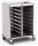 TRAY TROLLEY, 2x15 TRAYS (37x53 cm), 3 SIDE CLOSE , AISI 304