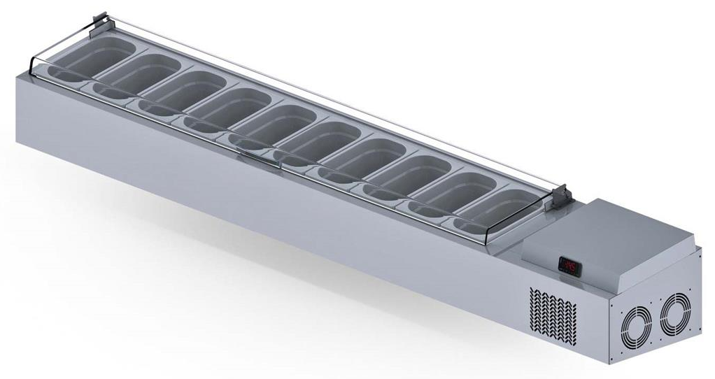 Garnitürlük, Set Üstü, Pleksi Kapaklı, +4/+10 ˚C, 10X GN 1/4-150