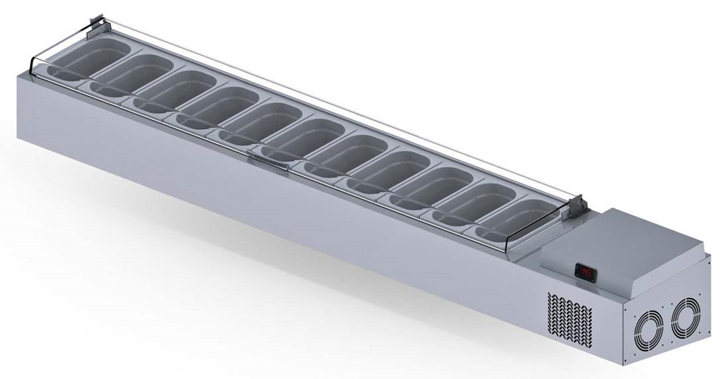 Garnitürlük, Set Üstü, Pleksi Kapaklı, +4/+10 ˚C, 11X GN 1/4-150