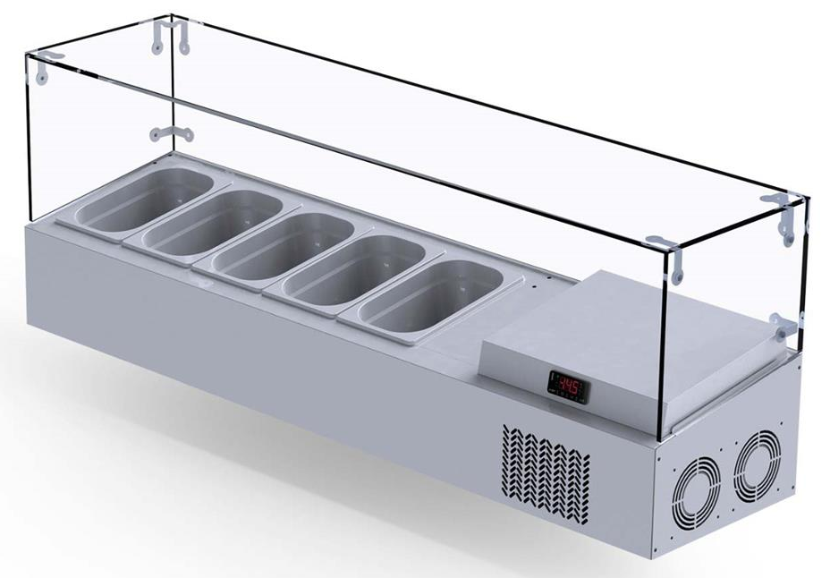 Cold Display, Counter Top, W/glass, +4/+10 ˚C, 5X GN 1/4-150