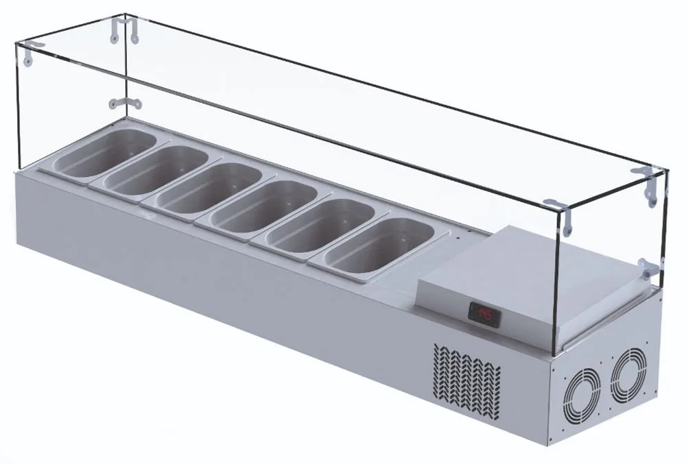 Cold Display, Counter Top, W/glass, +4/+10 ˚C, 6X GN 1/4-150