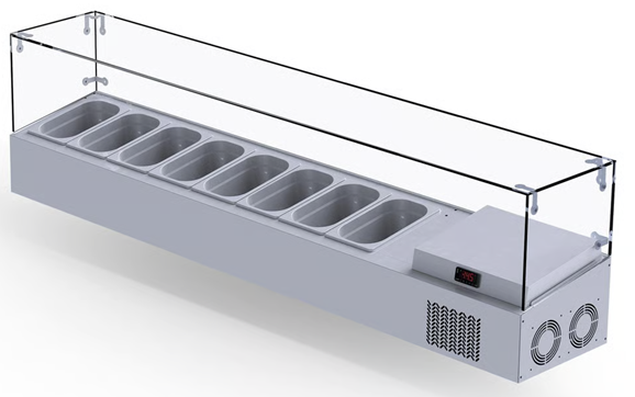 Cold Display, Counter Top, W/glass, +4/+10 ˚C, 8X GN 1/4-150