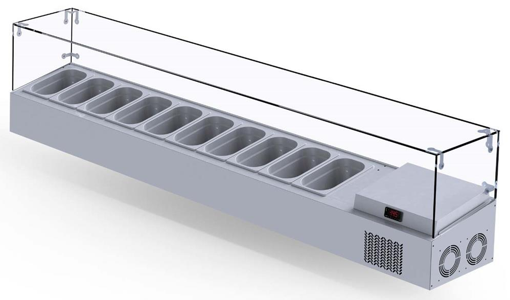 Cold Display, Counter Top, W/glass, +4/+10 ˚C, 10X GN 1/4-150