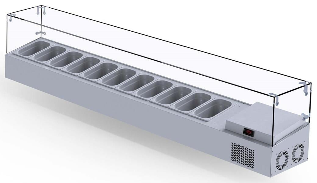 Cold Display, Counter Top, W/glass, +4/+10 ˚C, 11X GN 1/4-150