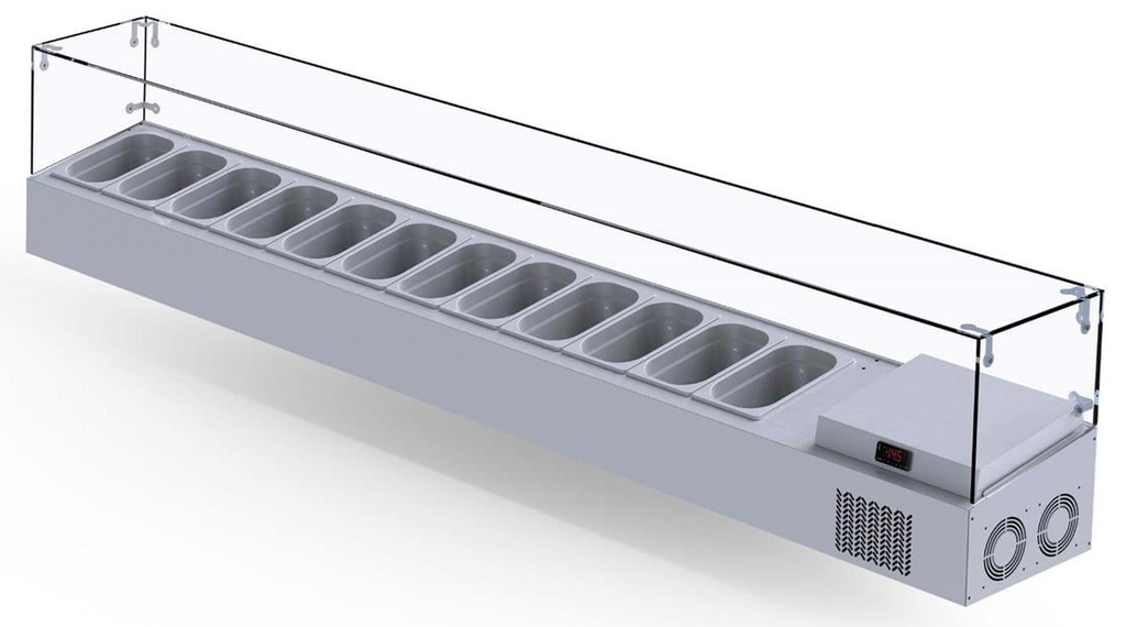Cold Display, Counter Top, W/glass, +4/+10 ˚C, 12X GN 1/4-150