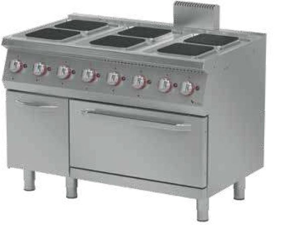 Range, Electric, W/oven, 6 Square Plate