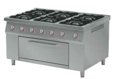 Range, Gas, W/oven, 6 Burner