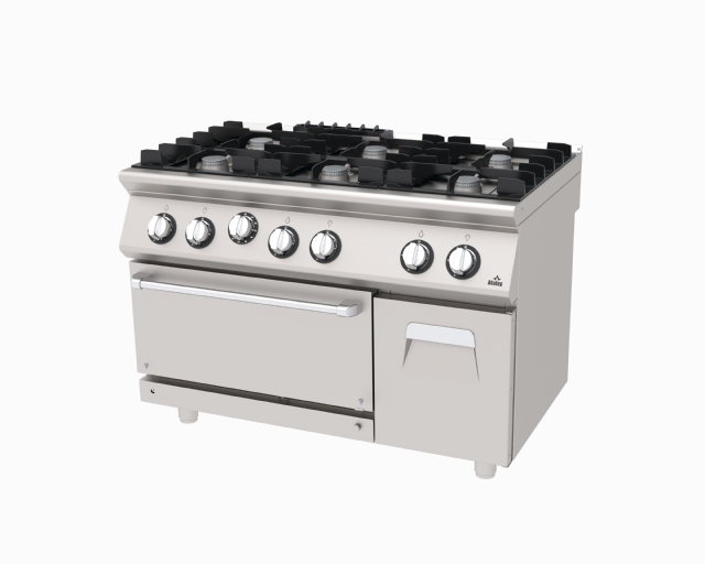 Range, Gas, 6 Burners, on Cupboard