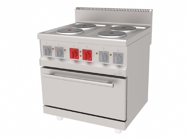 Range, Electric, 4 Round Plates, on GN2/1 Oven