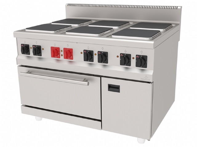 Kuzine, Elektrikli, 6 Kare Pleyt, GN2/1 , Dolaplı