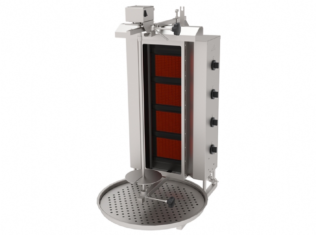 Doner Kebab Cooker, Gas, on Top Motor Rotater, 4 Burners