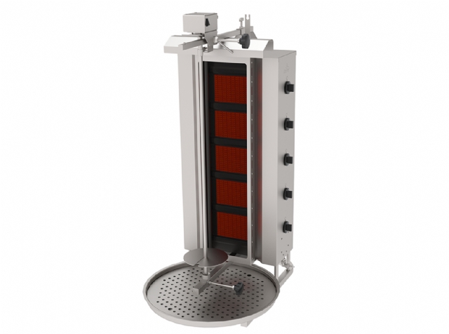 Doner Kebab Cooker, Gas, on Top Motor Rotater, 5 Burners