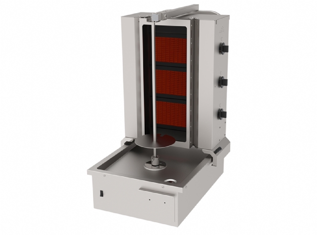 Doner Kebab Cooker, Gas, Bottom Motor Rotater, 3 Burners