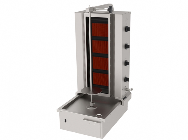 Doner Kebab Cooker, Gas, Bottom Motor Rotater, 4 Burners