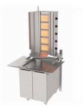 Doner Kebab Cooker, Gas, Wall  Mounted, Mobile Cupboard, 5 Burners