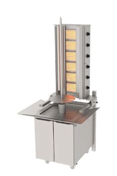 Doner Kebab Cooker, Gas, Wall  Mounted, Mobile Cupboard, 6 Burners
