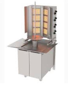 Doner Kebab Cooker, Gas, V Type, Wall  Mounted, Mobile Cupboard, 8 Burners