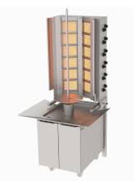 Doner Kebab Cooker, Gas, V Type, Wall  Mounted, Mobile Cupboard, 12 Burners