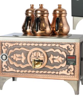 Çay Makinesi, Elektrikli,  Caıqara, 3 Demlikli, 23 Lt, Bakır