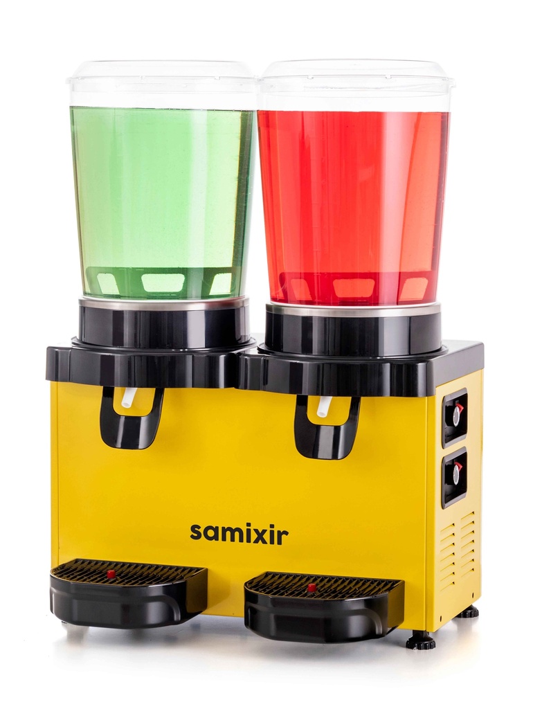 Beverage Dispenser, 2×10Lt, Mixer, Yellow