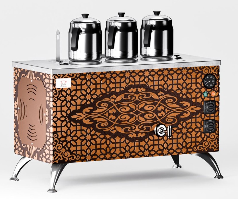 Tea Machine, Electric, 3 Teapots, Copper Cover