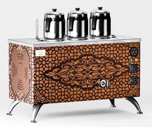 Tea Machine, Electric, 3 Teapots, Copper Cover